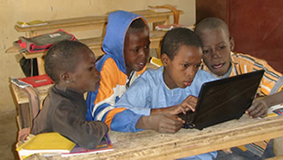 Boys with computer